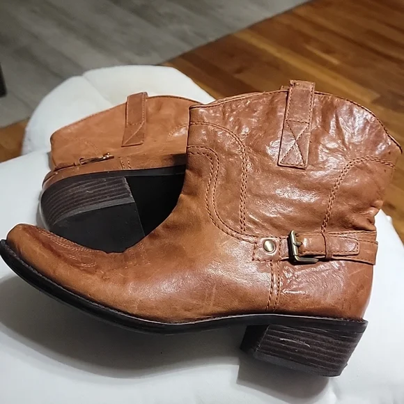 Franco Sarto women's waco brown leather upper western ankle boots booties 8.5 - Picture 7 of 11